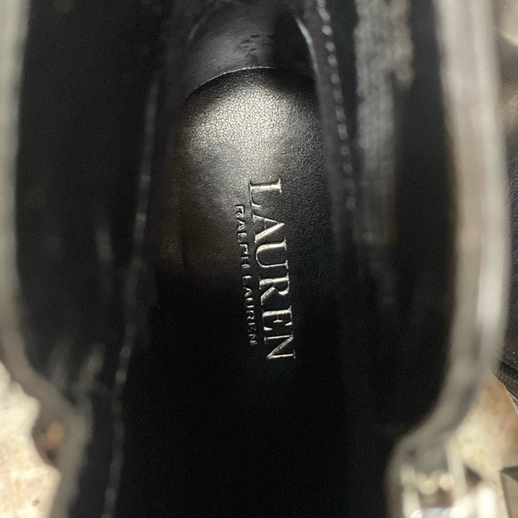Lauren Ralph Lauren Hadara Black Cow Leather Ankle Boot Silver Zipper Buckle 9.5 - Picture 10 of 13